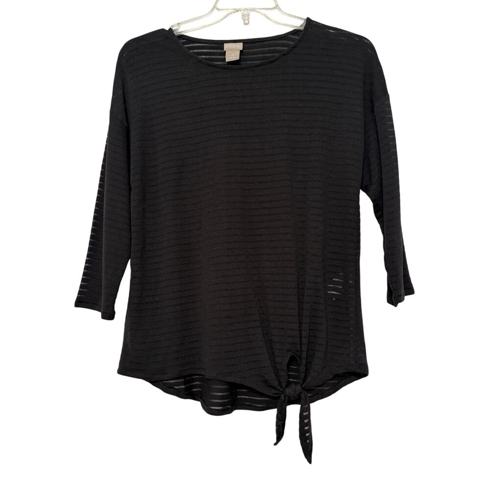 Chico's Black Tie-Waist Top, Size 0